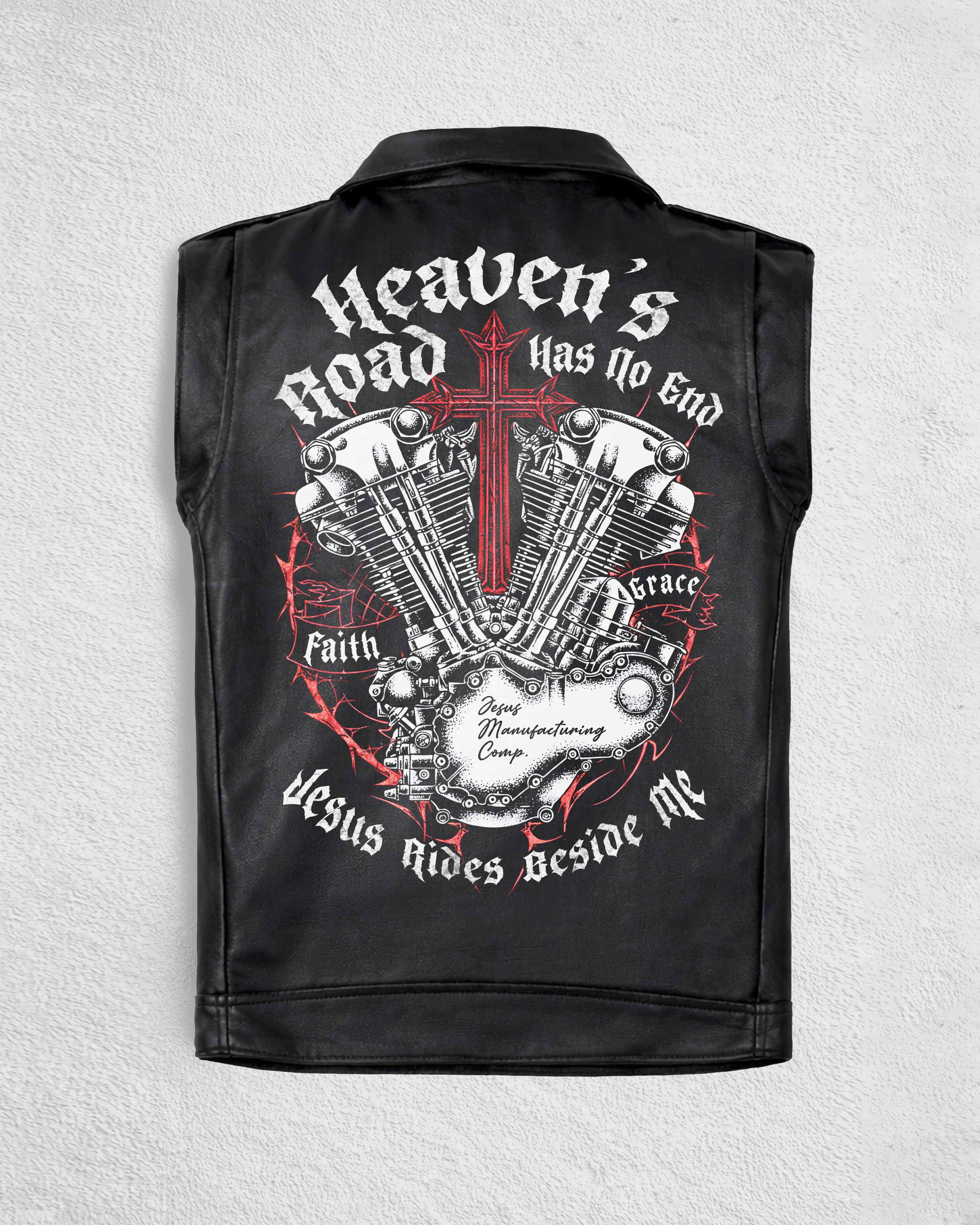 Heaven's Road Has No End Zip Leather Vest